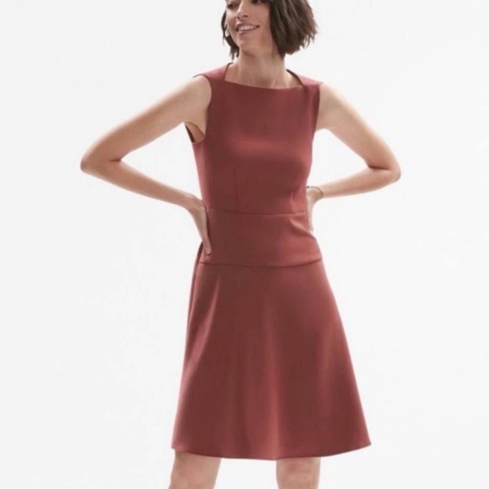 MM Lafleur Cindy Sleeveless A-Line Dress in Rust Red
